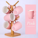 Coffee Mugs Set of 6, 12oz Ceramic Coffee Mugs with Handle, Matte Porcelain Pink Coffee Mug for Latte, Tea, Cocoa, Cappuccino, Cups for Women Men for Home Restaurant Mug (Pink) by CozyNest Decor