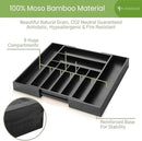 Purawood Bamboo Drawer Organizer - Expandable Silverware Organizer & Utensil Organizer, Cutlery Tray with Dividers, 7-9 Slots - Premium Kitchen Drawer Organizer for Utensils & Flatware (Black) by CozyNest Decor