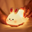 Big Face Rabbit Night Light, Adorable LED Bunny Night Lamp, Silicone Dimmable Nursery Nightlight for Girls, Silicone Rechargeable Bedside Touch Night Lights for Easter Decor by TinyTreasures Baby Boutique