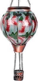 Hot Air Balloon Solar Lantern with Flickering Flame Hanging Solar Lanterns Outdoor Lights Waterproof Lanterns Decorative Garden Patio Yard Party Decor Hummingbirds&Red Flowers by GreenHaven Gardens