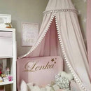 Bed Canopy with Pom Pom for Kids Crib Baby Girl Netting Cover Canopy Crib Curtain Reading Nook Hanging Tent Nursery Play Game Castle Room Decoration (Pink) by TinyTreasures Baby Boutique