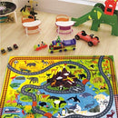 KC Cubs 5x7 Animal Safari Toy Car Road Rug – Educational Play Mat Carpet for Kids, Toddlers, Nursery, Classroom, Playroom, Baby Daycare, Boys & Girls by TinyTreasures Baby Boutique