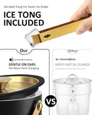 3L Ice Bucket with Silicone Lid, Scoop, Gold Tongs & Strainer, Stainless Steel Double Wall Insulated Ice Buckets for Parties & Cocktail Bar, Outdoor Champagne Ice Container Bin, Black by CozyNest Decor