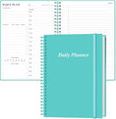 Daily Planner Undated - B5 To Do List Notebook Hourly Schedules, Spiral Appointment Planner for Women and Men, PVC Hardcover, Inner Pocket, Elastic Closure, 7" x 10", Teal by TinyTreasures Baby Boutique