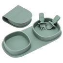 Silicone Foldable Novelty Dinner Plates,Baby Plates Travel Essential with Forks and Spoons,Microwave & Dishwasher Safe,Sage by TinyTreasures Baby Boutique