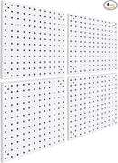 4 Pack Steel Peg Board,Universal 1/8 and 1/4 Pegboard Accessories,Ideal for Garage Tool Storage, Office Organization, Craft Room, Kitchen etc. (White, 4-12X12) by GreenHaven Gardens