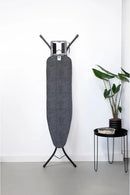 Brabantia Size A Compact Small Ironing Board (43x12 in) 7 Height Options, Adjustable Steam Iron Rest Holder (Denim Black) Non-Slip Feet, Anti-Collapse Child Locks by CozyNest Decor