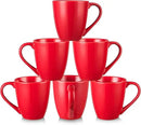 vicrays Coffee Mug Set, 12 Ounce, Ceramic Mug for Men, Women, Unique Glazed Mugs with Handle for Coffee, Tea, Milk, Cocoa, Cereal - Set of 6 Red by CozyNest Decor