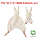 Organic Cotton Stuffed Animal Rattle Baby Toys, Plush Bunny Cuddle Cloth and Hand Grip Ring Rattles Plush Toy Set for Newborns Infant Boys Girls, 2 PCS by TinyTreasures Baby Boutique
