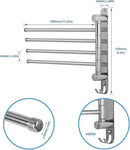 Bathroom Towel Rack JSVER Swivel 4 Arms Extended Towel Holder, SUS304 Stainless Steel Space Saving Towel Rack, Towel Racks for Bathroom, Kitchen by CozyNest Decor
