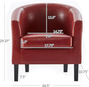 BELLEZE Accent Barrel Chair, Linen Round Chair Club Tub Sofa Corner Chair with Flared Legs and Cozy Soft Padding for Living Room Bedroom Waiting Room - Red by CozyNest Decor