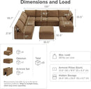 mopio Oversized Modular Sectional Sofa with Fully Removable Covers and Storage, Convertible U, L-Shaped and Sleeper Sectional, Modern Couches with Ottoman Chaise (Hazelnut Velvet, 8 Seats, U) by CozyNest Decor