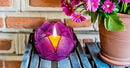 Blooming Lotus Capiz Shell Tealight Candle Holder, Handcrafted Decorative Tea Light Candleholder with Translucent Flower Petals for Ambient Illumination and Natural Elegance, Purple by CozyNest Decor