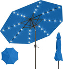 9FT Solar Umbrella 32 LED Lighted Patio Umbrella Table Market Umbrella w/Tilt and Crank, UV-Resistant Outdoor Umbrella for Pool, Garden, Deck, Royal Blue by GreenHaven Gardens