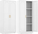 Kitchen Pantry Cabinet,60”Metal White Storage Cabinets with Doors and Shelves,Tall Cabinet with 2 Gold Hands for Dinning Room,Living Room by CozyNest Decor