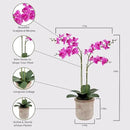 Faux Pink Orchid Plant, Premium Artificial Indoor Flower Display Stands 24”, Beautiful Sculptural Blooms That Lasts Forever, Grey Planter Pot Included by CozyNest Decor