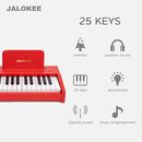 Kids Piano Keyboard, Digital Piano for Kids, Music Educational Instrument Toy, Wood Toy for 3+ Girls and Boys (Red, 25 Keys) by TinyTreasures Baby Boutique