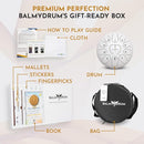 The Balmy Drum - 11 Note 10 Inch Steel Tongue Drum, Steel Drum Instrument, Drums For Children and Adults, Balmy Drum Set for Kids with Music Book, Handpan, Mallet and Carry Bag (White) by TinyTreasures Baby Boutique