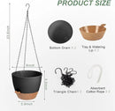 Hanging Planters for Indoor Outdoor Plants, 2 Pack Self Watering Hanging Pot with Drainage Holes & Removable Tray (Black, 6'') by CozyNest Decor