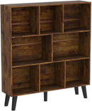 LEYAOYAO 8 Cube Bookshelf,3 Tier Bookcase with Legs,Rustic Brown Mid-Century Modern Bookshelves,Large Open Storage Organizer Shelf, Wooden Book Case by CozyNest Decor