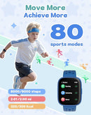 Kids Watch for Boys 5-12, Kids Smart Watch Fitness Tracker Pedometer, No Phone Needed, Puzzle Games with Parental Control, IP68 Waterproof, Heart Rate, Sleep Monitor, Step Counter, 80 Sports by TinyTreasures Baby Boutique
