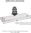 Urban Legacy Reclaimed Barnwood Planks | Floating Shelves for Wall w/Flush Mount Shelf Bracket Set Included | Set of 2 (White Wash, 24"x 4.5"x 2") by CozyNest Decor