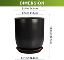 Ceramic Planter 10 Inch - Ceramic Pot for Indoor Plants Outdoor Plant Pot with Drainage Hole and Saucer Cylinder Flower Pot Black by GreenHaven Gardens