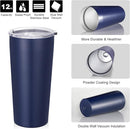VEGOND 20oz Tumbler Bulk with Lid and Straw 12 Pack, Stainless Steel Vacuum Insulated Tumbler, Double Wall Coffee Cup Travel Mug, Navy Blue by TinyTreasures Baby Boutique