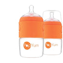 PopYum 5 oz Orange Anti-Colic Formula Making/Mixing/Dispenser Baby Bottles, 2-Pack with
