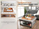 Large Ottoman Tray for Living Room, 20" Extra Large Tray for Ottoman Square Acacia Serving Trays with Handles for Coffee Table, Breakfast, Appetizers, Dinner by CozyNest Decor