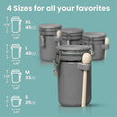 Home Intuition 4-Piece Ceramic Kitchen Canisters Set, Airtight Containers with Wooden Spoons Reusable Chalk Labels and Marker for Sugar, Coffee, Flour, Tea (Grey) by CozyNest Decor