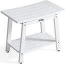 Large Waterproof Shower Bench for Inside, HDPS White Shower Stool for Shaving Legs, Spa Bath Chair Seat for Bathroom, Indoor/Outdoor Use, No Maintenance, Weight Capacity 500LBS by TinyTreasures Baby Boutique