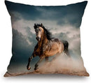 TSSOHU Safari Horses Throw Pillow Cover American Western Animals Horse Running in dust Farmhouse Cushion Case for Sofa Couch 18x18 Inches Cotton Linen by CozyNest Decor