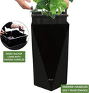 Dexceder 24 Inches Tall Self Watering Planter Diamond High Gloss Indoor Outdoor, Thickened Rhombus Large Floor Standing Flower Plant Pot with Water Level Indicator (Black) by CozyNest Decor