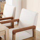 Kmax Modern Dining Chairs Set of 6 Linen Fabric Kitchen Arm Chairs Upholstered Accent Chairs with Wooden Legs for Dining Room, Living Room, Bedroom, White by CozyNest Decor