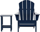 WO Home Furniture Adirondack Chair Table Set of 2 PCS Outdoor Folding Chair w Side Table Weather/UV Resistant for Lawn, Garden, Bon Fire, Balcony (Navy Blue) by GreenHaven Gardens