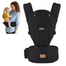 FRUITEAM 6-in-1 Baby Carrier with Hip Seat for Breastfeeding, All Seasons, All Position Adjustable Baby Chest Carrier with Lumbar Support, Adapt to Newborn, Infant & Toddler (Cool Black) by TinyTreasures Baby Boutique