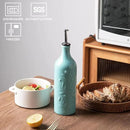 Sweejar Large Olive Oil Dispenser Bottle with Spout, 24 Oz Ceramic Oil Dispenser for Kitchen, Relief Opaque Oil Cruet, Oil Container for Cooking, EVOO, Avocado Oil, Vinegar, Pack of 1(Turquoise) by CozyNest Decor