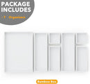 SpaceAid 7-Piece Bamboo Drawer Organizer Storage Boxes Set, Wood Tray Junk Drawer Organizers Multi-Use Divider Bins for Kitchen, Bathroom, Office Desk and Makeup Organization (7 Pack, White) by CozyNest Decor