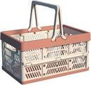 Foldable Handle Storage Crate Bin - 20L Collapsible Plastic Crate Stacking Storage Basket - Pink & Rose M by GreenHaven Gardens