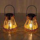 Solar Lanterns,2 Pack Hanging Solar Lantern Outdoor Lanterns for Patio Waterproof,Rattan Lantern with Handle,Decorative Retro Rattan Lights for Yard by GreenHaven Gardens