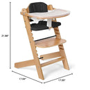 Cowiewie Natural Wooden High Chair for Babies & Toddlers 3-Tier Remove & 2 Adjustable Tray, 8 Adjustable Highchair with Cushions, Easy to Clean (Black) by TinyTreasures Baby Boutique