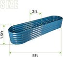 Land Guard 8×2×1.5ft Galvanized Raised Garden Bed Kit, Raised Garden Boxes Outdoor, Oval Metal Raised Garden Beds for Vegetables, Blue by GreenHaven Gardens