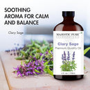 Majestic Pure Clary Sage Essential Oil with Glass Dropper - Huge 4 Fl Oz - 100% Pure and Natural Clary Sage Oil - Premium Grade Essential Oils for Diffuser, Aromatherapy, Soap and Candle Making by CozyNest Decor