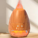Ultrasonic Essential Oil Diffuser with Himalayan Salt Rock,Flame Diffuser with 2 Color Light,Small Aromatherapy Oil Diffuser with Auto Off Function for Home, Office,Spa,100ML,Wooden Grain by TinyTreasures Baby Boutique