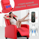 BestMassage | Recliner Chair | with 2 Point Massage Function | Pu Red | with Lumbar Support, Adjustable Push Back, Footrest & Padded Seat | Easy Assembly | for Living Room, Home Theatre by CozyNest Decor