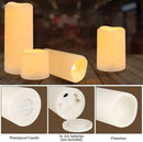 Flameless Battery Operated Outdoor Waterproof Set of 12(D: 3" x H: 3" 4" 5" 6") Pillar LED Candles with 10-Key Remote and Cycling 24 Hours Timer by CozyNest Decor