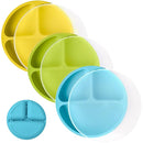 WeeSprout Silicone Plates with Lids for Babies & Toddlers (3 Pack) 100% Food-Grade Dishes for Self Feeding, Divided Design & Raised Edges for Picky Eaters, Dishwasher & Microwave Safe Weaning Supplies by TinyTreasures Baby Boutique
