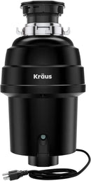 KRAUS WasteGuard 1 HP Ultra-Quiet Garbage Disposal with Quick Connect, Kitchen Sink Drain Cover, Power Cord and Flange Included, KWD100-100MBL by CozyNest Decor