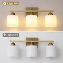 Stainless Steel Milk Glass Vanity Lights for Bathroom, 3 Light Brass Bathroom Light Fixtures Over Mirror, Ceramic E26 Sockets Wall Mounted by CozyNest Decor